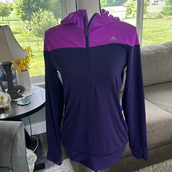 adidas Tops - Adidas Women’s Performance Climalite Purple & Pink TechFit Quarter Zip Medium